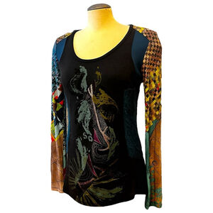 Women's Save the Queen Top, XL, Black & Blue